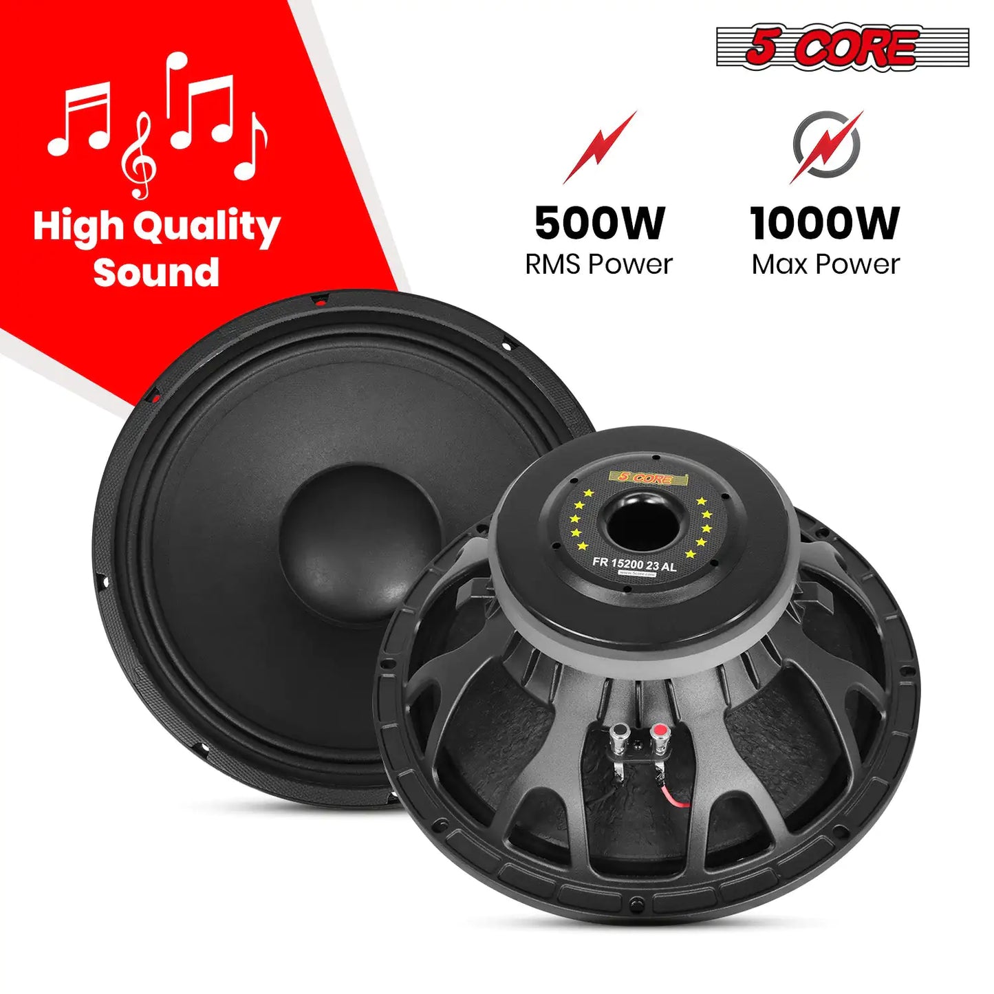 15 Inch -  8 Ohm Full Range Replacement DJ Sub Woofer - 2000 Watt Max Peak