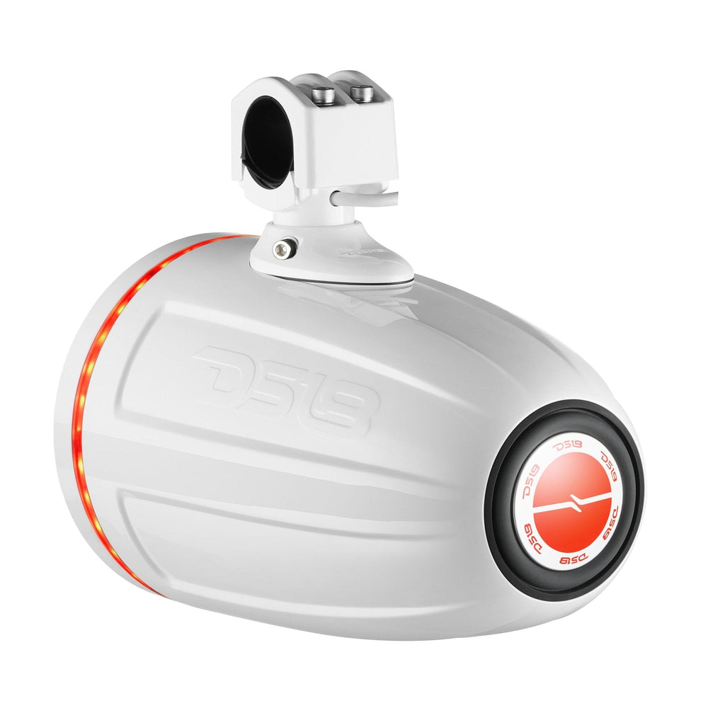 NXL 8" Neodymium Marine and Powersports Towers with Built-in Passive Radiator, 1" Driver and LED RGB Lights 180 Watts Rms -White