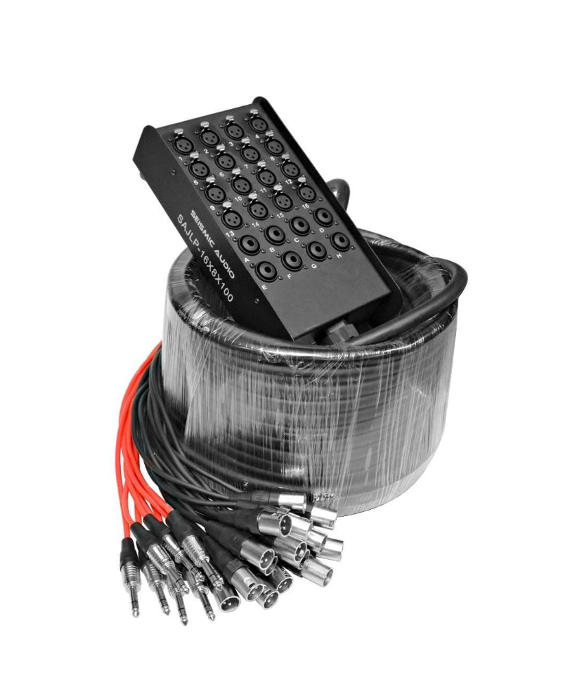 16 Channel 8 Return 100 Foot XLR TRS Pro Audio Snake SAJLP16x8x100