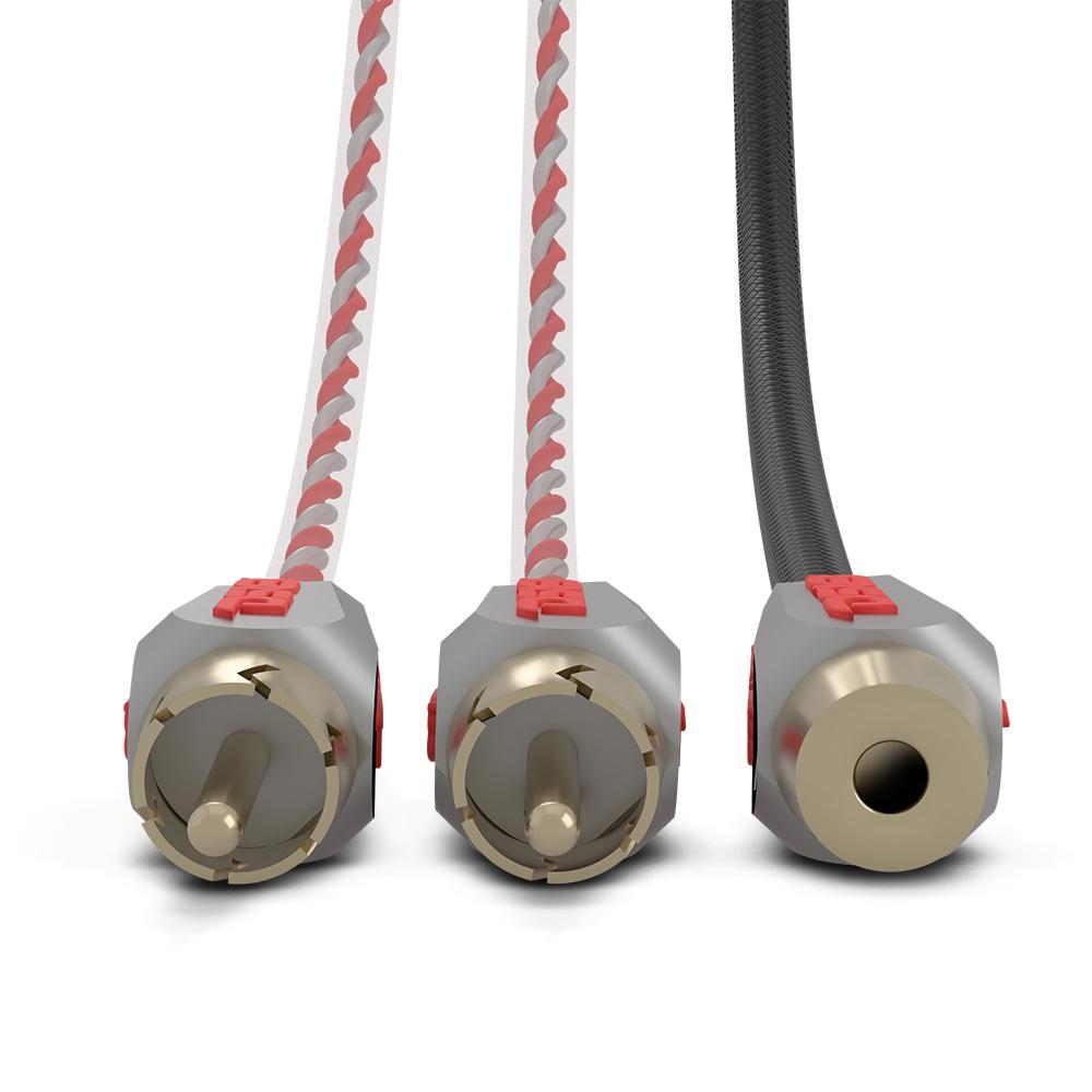 Level 3 RCA 100% Copper OFC Y Connector  2 FEMALE to 1 MALE - BLACK - RED