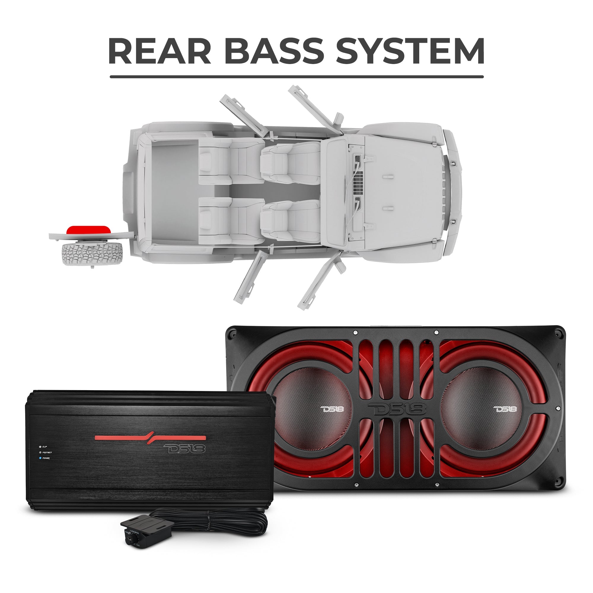 Jeep JKU 2007-2018 Ultimate Package – Loaded Sound Bar, Door Panels, Tailgate Subwoofers & Amplifiers