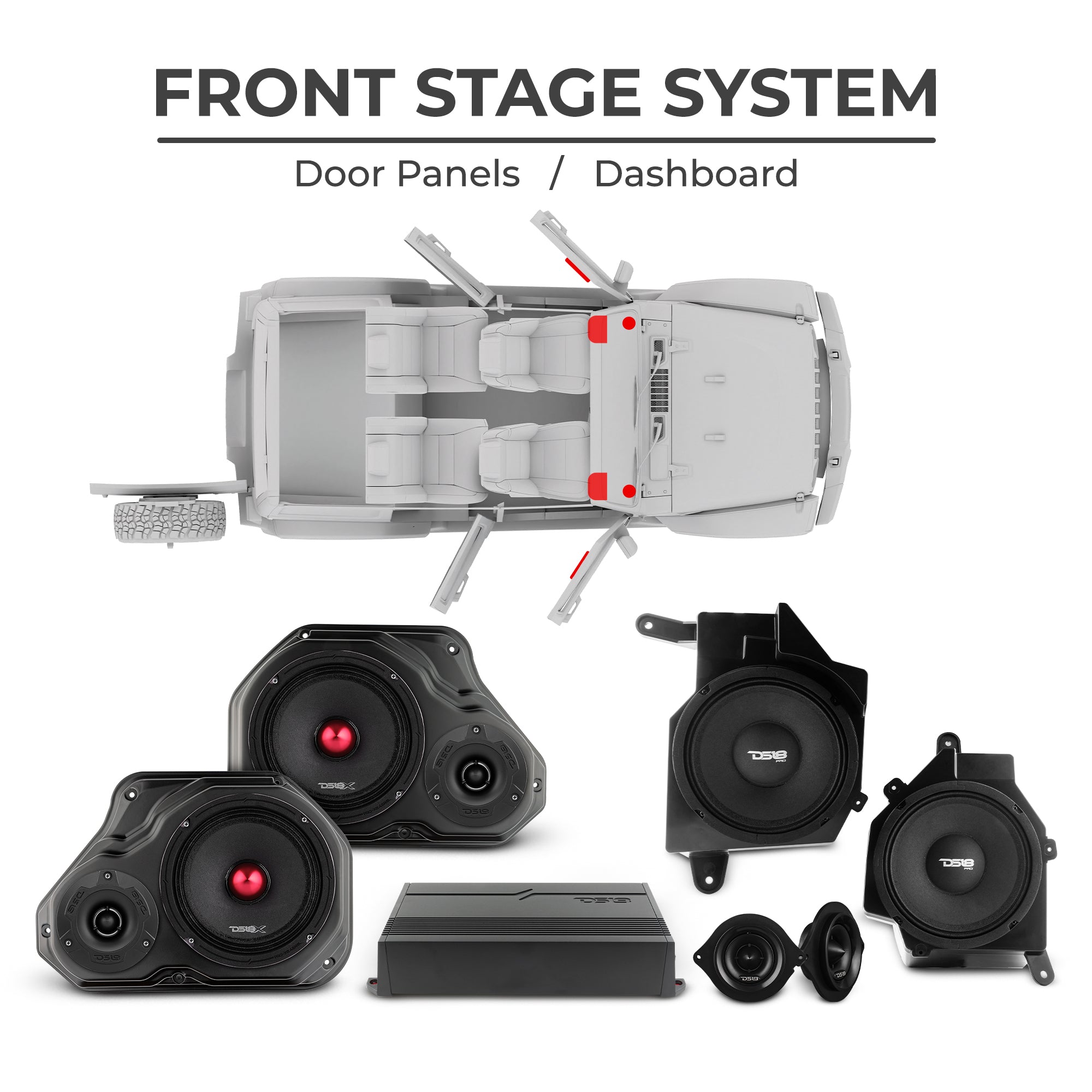 Jeep JLU 2018–2023 Ultimate Package – Loaded Sound Bar, Door Panels, Subwoofers & Amplifiers