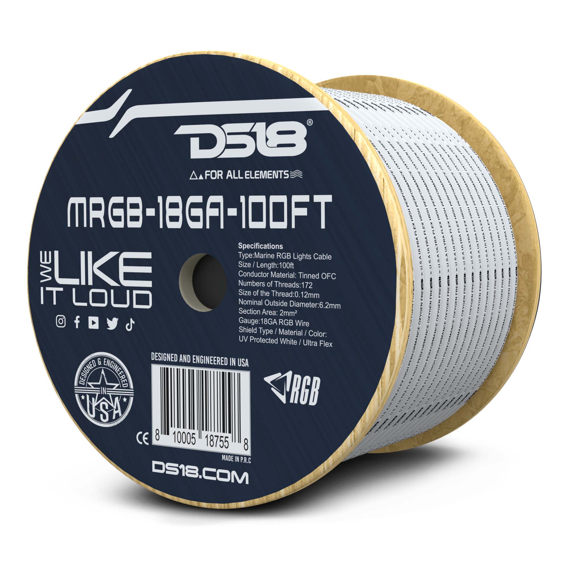 18-GA Marine Tinned 100% Copper OFC LED RGB Wires -100 Feet