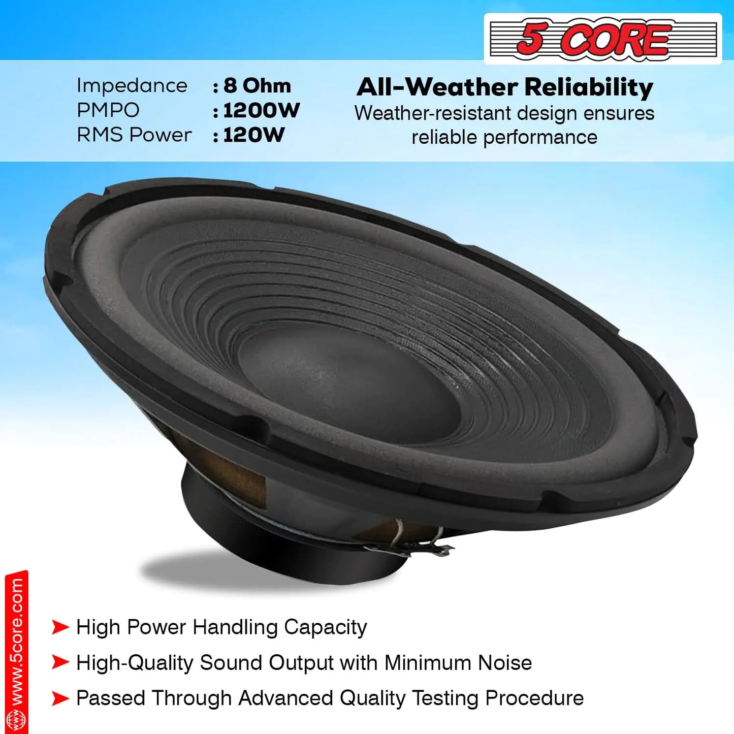 12" Replacement DJ Subwoofer Speaker 1200W Peak 8 ohm