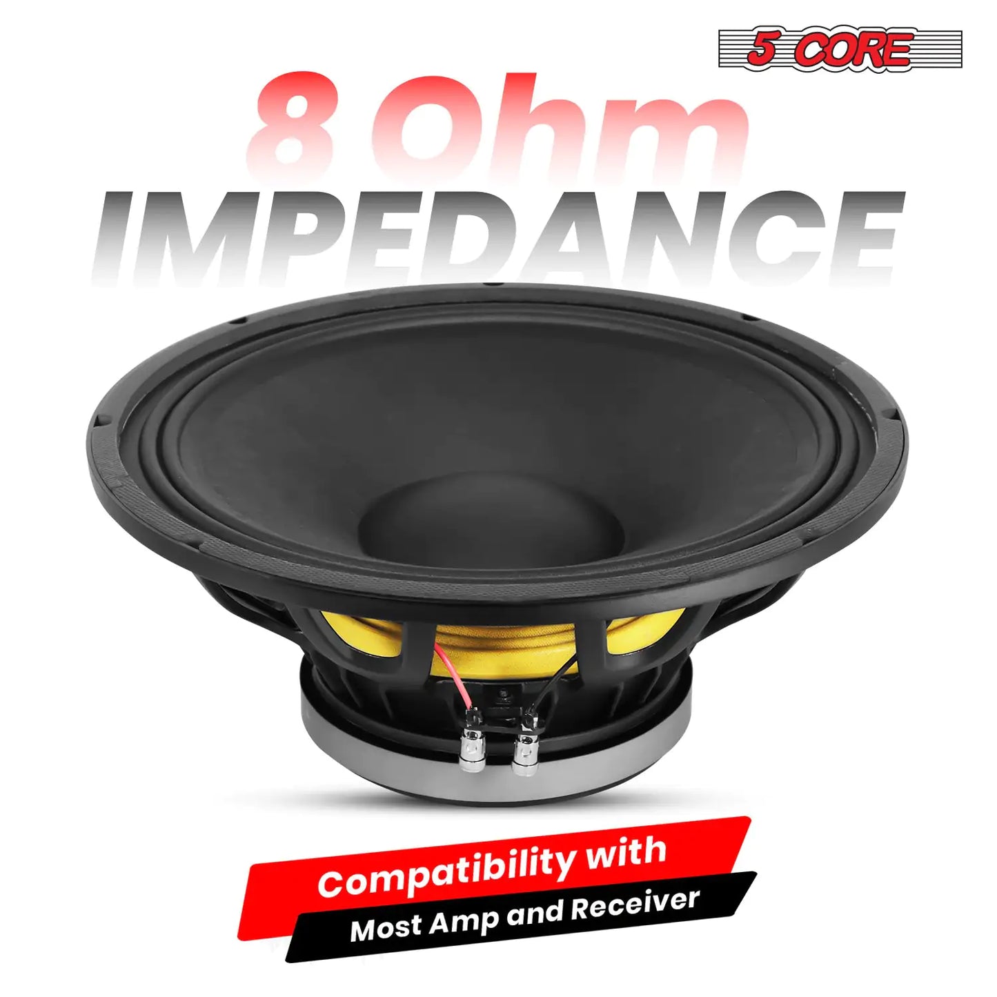 15 Inch -  8 Ohm Full Range Replacement DJ Sub Woofer - 2000 Watt Max Peak