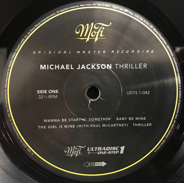 Michael Jackson Thriller Mobile Fidelity Sound Lab, Epic, MJJ Productions LP, Album, Ltd, Num, RE, RM, S/Edition, 180 Mint (M) Mint (M)